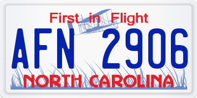 NC license plate AFN2906
