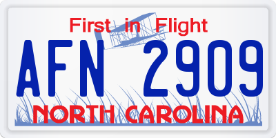 NC license plate AFN2909