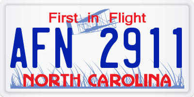 NC license plate AFN2911