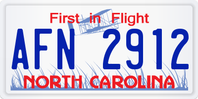 NC license plate AFN2912