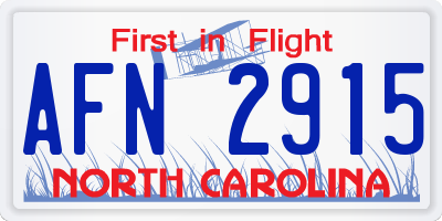 NC license plate AFN2915