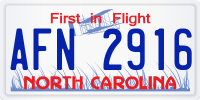 NC license plate AFN2916
