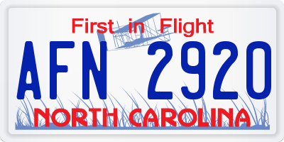 NC license plate AFN2920
