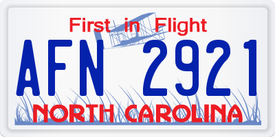 NC license plate AFN2921