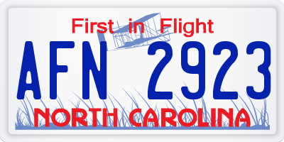 NC license plate AFN2923