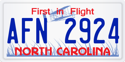 NC license plate AFN2924