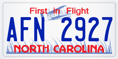 NC license plate AFN2927
