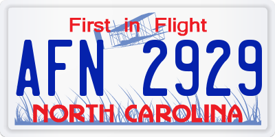NC license plate AFN2929