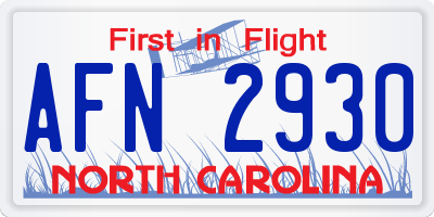 NC license plate AFN2930