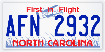 NC license plate AFN2932