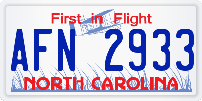 NC license plate AFN2933
