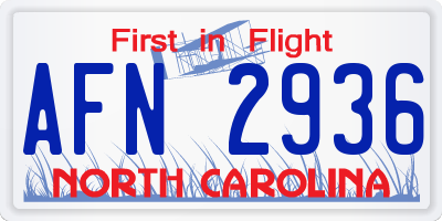 NC license plate AFN2936
