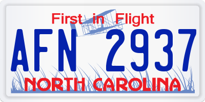 NC license plate AFN2937