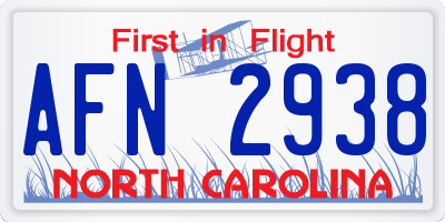 NC license plate AFN2938