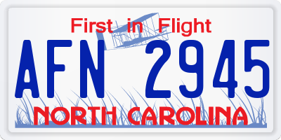 NC license plate AFN2945