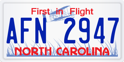 NC license plate AFN2947