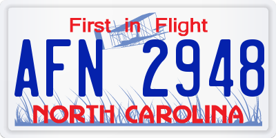 NC license plate AFN2948