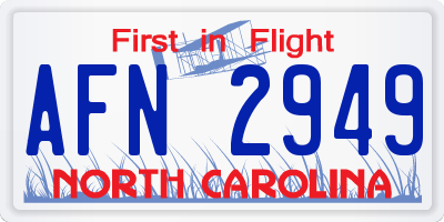 NC license plate AFN2949