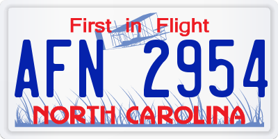 NC license plate AFN2954