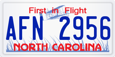 NC license plate AFN2956