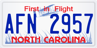 NC license plate AFN2957