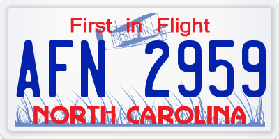 NC license plate AFN2959