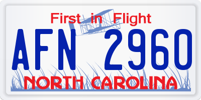 NC license plate AFN2960