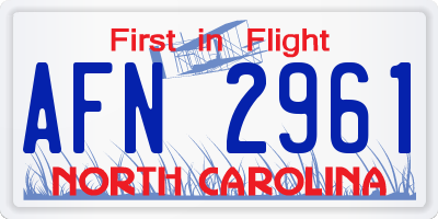 NC license plate AFN2961
