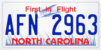 NC license plate AFN2963