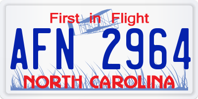 NC license plate AFN2964