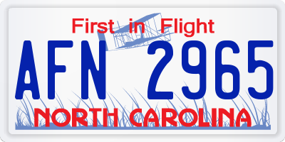 NC license plate AFN2965