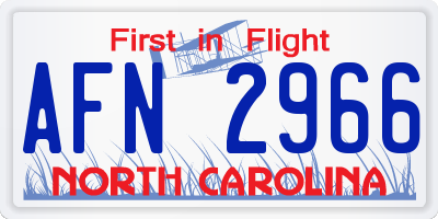 NC license plate AFN2966