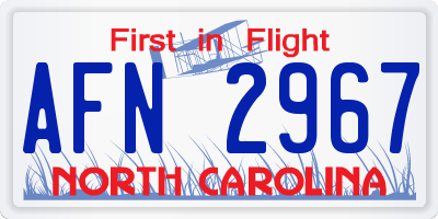 NC license plate AFN2967