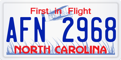 NC license plate AFN2968