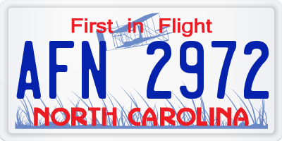 NC license plate AFN2972