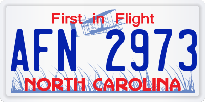 NC license plate AFN2973