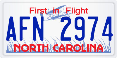 NC license plate AFN2974