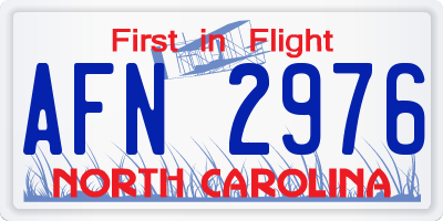 NC license plate AFN2976