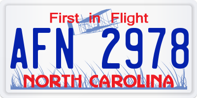NC license plate AFN2978