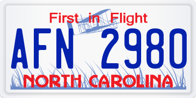 NC license plate AFN2980