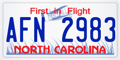NC license plate AFN2983