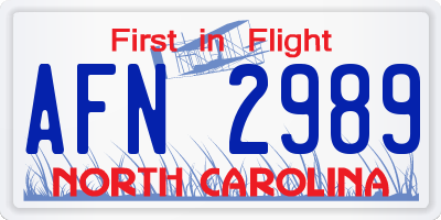 NC license plate AFN2989