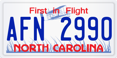 NC license plate AFN2990