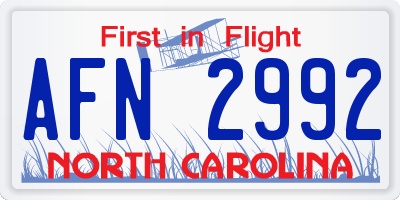 NC license plate AFN2992