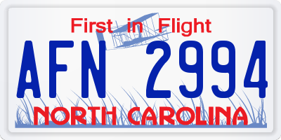 NC license plate AFN2994