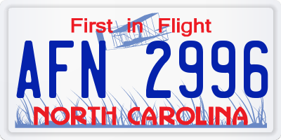 NC license plate AFN2996