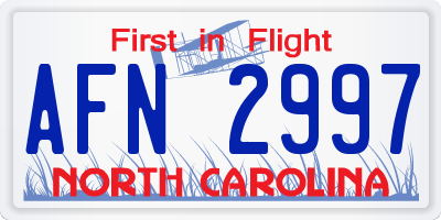 NC license plate AFN2997