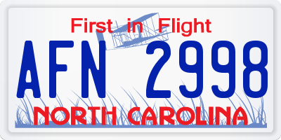 NC license plate AFN2998