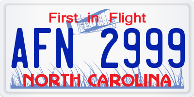 NC license plate AFN2999