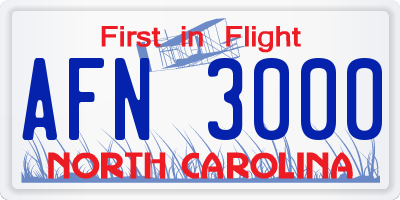 NC license plate AFN3000